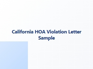 California Hoa Violation Letter Sample