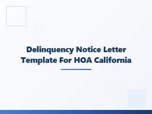 Delinquency Notice Letter Template for Hoa California