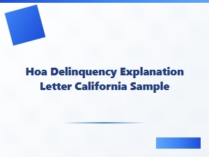 Hoa Delinquency Explanation Letter Sample California