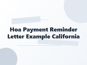 Hoa Payment Reminder Letter Example California