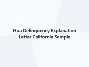 Hoa Delinquency Explanation Letter Sample California